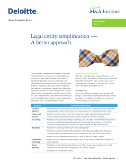 Legal entity simplification &mdash; A better approach
