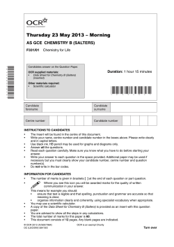 Question paper - Unit F331/01 - Chemistry for life