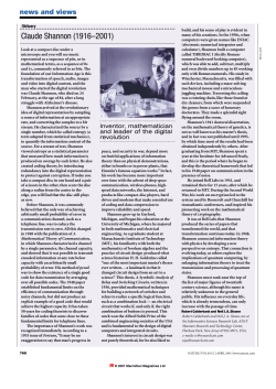 Obituary: Claude Shannon (1916&ndash;2001)