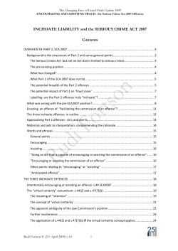 Inchoate Liability and the Serious Crime Act 2007
