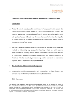 1 Long Leases: Forfeiture and other Modes of Determination &ndash; the