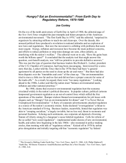 From Earth Day to Regulatory Reform, 1970-1980