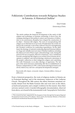 Folkloristic Contributions towards Religious Studies in