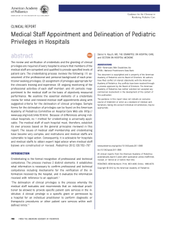 Medical Staff Appointment and Delineation of Pediatric