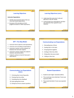 Learning Objectives Instructor Expectations 1. Identify preconceived