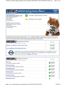 Registration History Additional History Page 1 of 4 CARFAX Vehicle