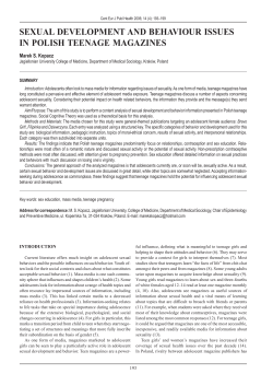 SEXUAL DEVELOPMENT AND BEHAVIOUR ISSUES IN POLISH