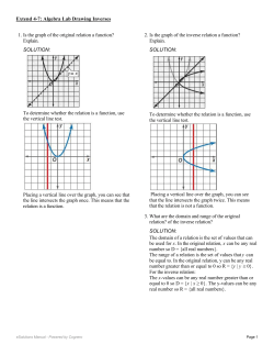 1. Is the graph of the original relation a function? Explain