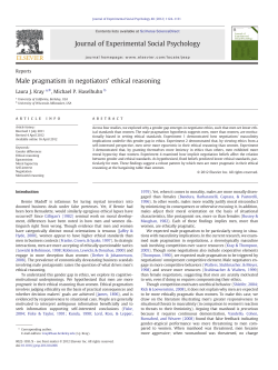 Male pragmatism in negotiators` ethical reasoning - Berkeley-Haas