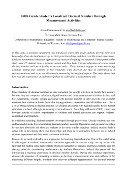 Fifth grade students construct decimal number through