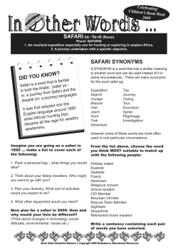 safari synonyms - Kookaburra Educational Resources