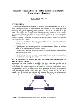Issues in policy and practice in the assessment of inquiry