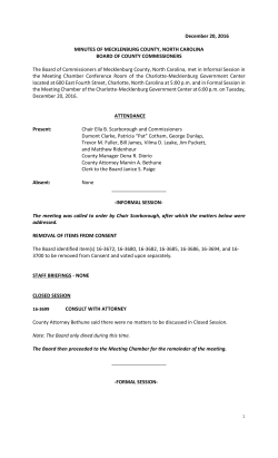 December 20, 2016 1 MINUTES OF MECKLENBURG COUNTY