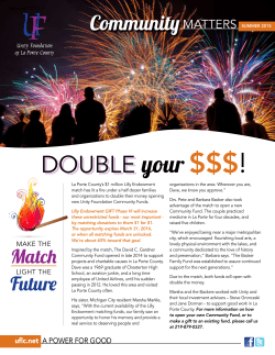 DOUBLE DoUBLE your $$$! - Unity Foundation of La Porte County