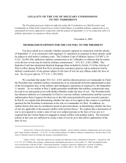 LEGALITY OF THE USE OF MILITARY COMMISSIONS TO TRY