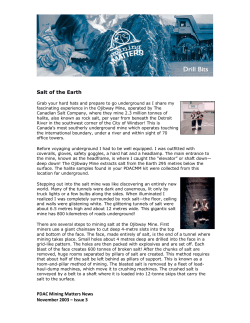 PDAC Mining Matters News November 2003 &ndash; Issue 3 Salt of the Earth