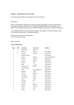 Petition &ndash; King Street to be full width To his Worship the Mayor