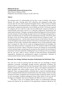 1 Making time for soil Technoscientific futurity and the pace of care