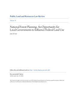National Forest Planning: An Opportunity for Local Governments to