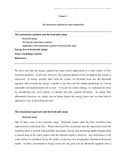 The momentum equation and the hydraulic jump Energy