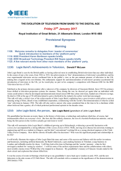 THE EVOLUTION OF TELEVISION FROM BAIRD TO THE DIGITAL