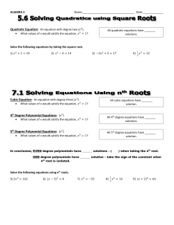 4th Degree Polynomial Equations: (     5th Degree