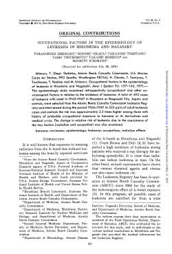 OCCUPATIONAL FACTORS IN THE EPIDEMIOLOGY OF