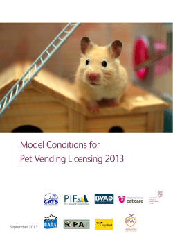 Model Conditions for Pet Vending Licensing 2013