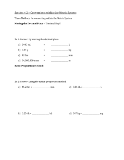 Section 4.2 &ndash; Conversions within the Metric System