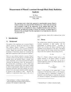 Measurement of Planck`s constant through Black Body Radiation