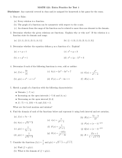 MATH 121: Extra Practice for Test 1 Disclaimer: Any material