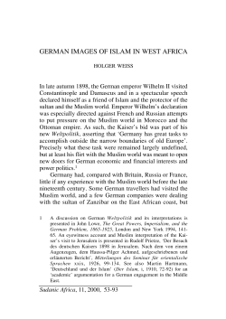 GERMAN IMAGES OF ISLAM IN WEST AFRICA