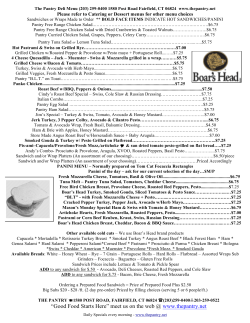 Deli Menu - The Pantry