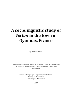 A sociolinguistic study of Verlan in the town of Oyonnax, France