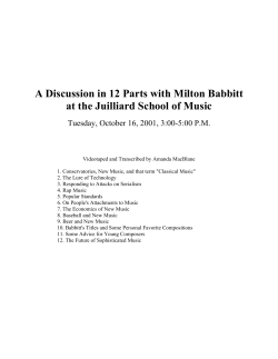 A Discussion in 12 Parts with Milton Babbitt