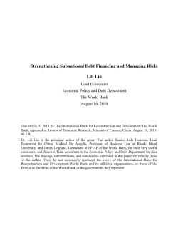 China: Strengthening Subnational Debt Financing and Managing