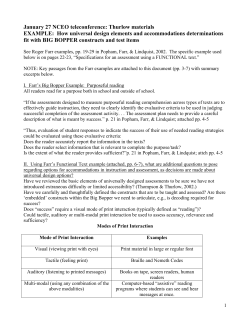 January 27 NCEO teleconference: Thurlow materials EXAMPLE