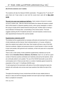 2ND YEAR- CORE LANGUAGE (Year 8)