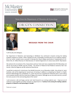 Summer 2016 Newsletter - Department of Obstetrics and Gynecology