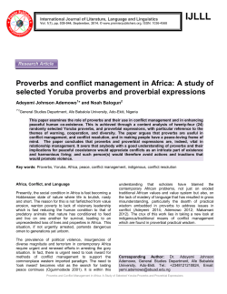 Proverbs and conflict management in Africa