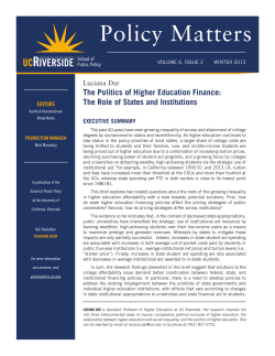 The Politics of Higher Education Finance