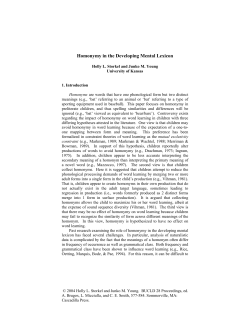 Homonymy in the Developing Mental Lexicon