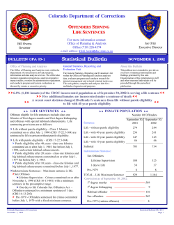 Offenders Serving Life Sentences - Colorado Department of Education