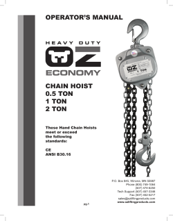 OPERATOR`S MANUAL CHAIN HOIST 0.5 TON 1 TON 2 TON