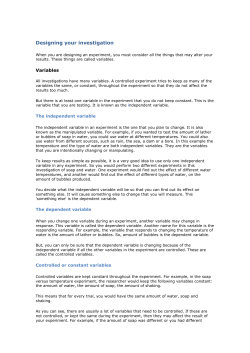 Designing your investigation