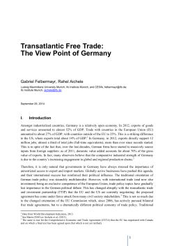 Transatlantic Free Trade: The View Point of Germany