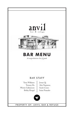 BAR MENU - Anvil Bar and Refuge