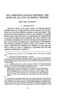 On Campaign Finance Reform: The Root of All Evil is Deeply Rooted