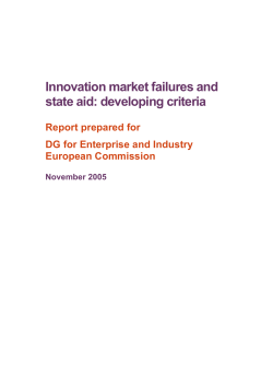 Innovation market failures and state aid: developing criteria