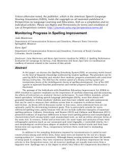 Monitoring Progress in Spelling Improvement